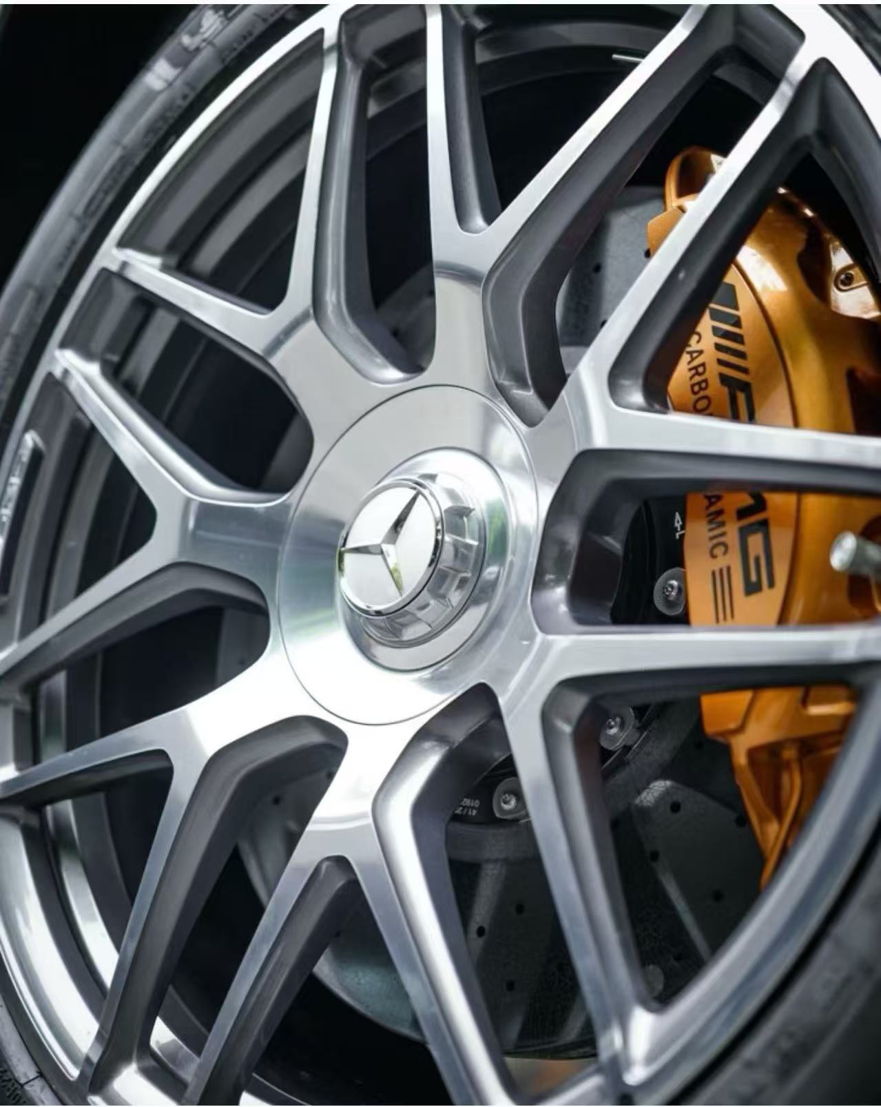 Angled wheel and refinished gold caliper detail